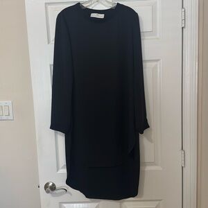 Amanda Uprichard Black Sheer Tunic Dress High Low Crew Neck Size L